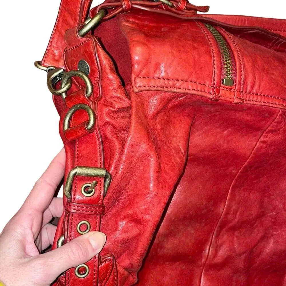Cynthia Rowley red vintage hobo satchel crossbody bag purse
